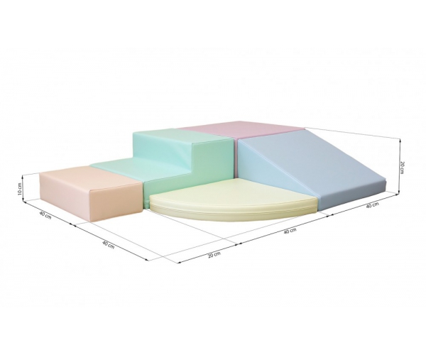 Versterker Opblazen Aanleg Soft Play foam blokken set 9, 5-delig, pastel - Alprovi