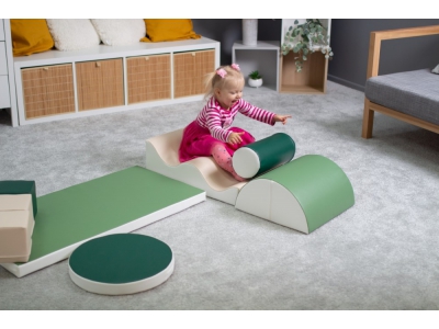 Soft Play foam speelblokken set 15, 8-delig, beige/groen/wit