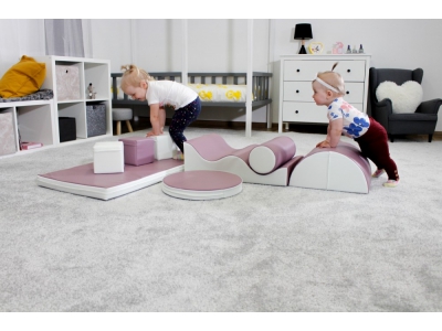 Soft Play foam speelblokken set 15, 8-delig, violet/wit