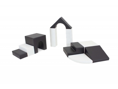 Soft Play foam blokken set 6, 10-delig, zwart-wit